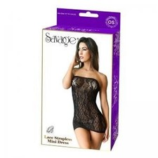 Savage Lingerie Lace Strapless Mini Dress Black Intimate Apparel