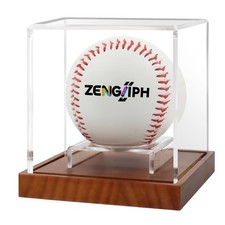 Baseball Display Case - Clear Acrylic Baseball Holder with Solid Wood Base, U...
