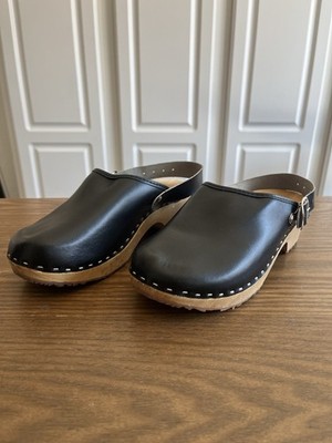 Wooden Swedish Clogs Size 35 Black