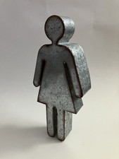 Galvanized Metal Rustic Sign Wall Decor Woman's Bathroom Symbol 3D 14" Girls