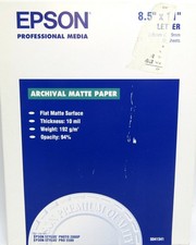 Epson Professional Media Archival Matte 8.5 X 11" Paper 50 Sheets, New.
