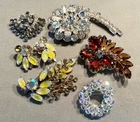 5 Fine Vtg Gold Silver Juliana Costume Rhinestone Jewelry Brooch Pin Lot Crystal