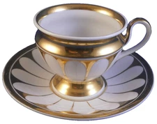 Antique 19thC KPM Berlin Porcelain White & Gold Cup & Saucer Porzellan Tasse #7