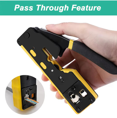 RJ45 Crimping Tool Kit Pass Through Cat6 Cat5e Cat5 Ethernet Crimper 8P8C