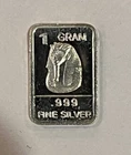 1 gram of .999 Fine Silver Bar. Free Shipping!