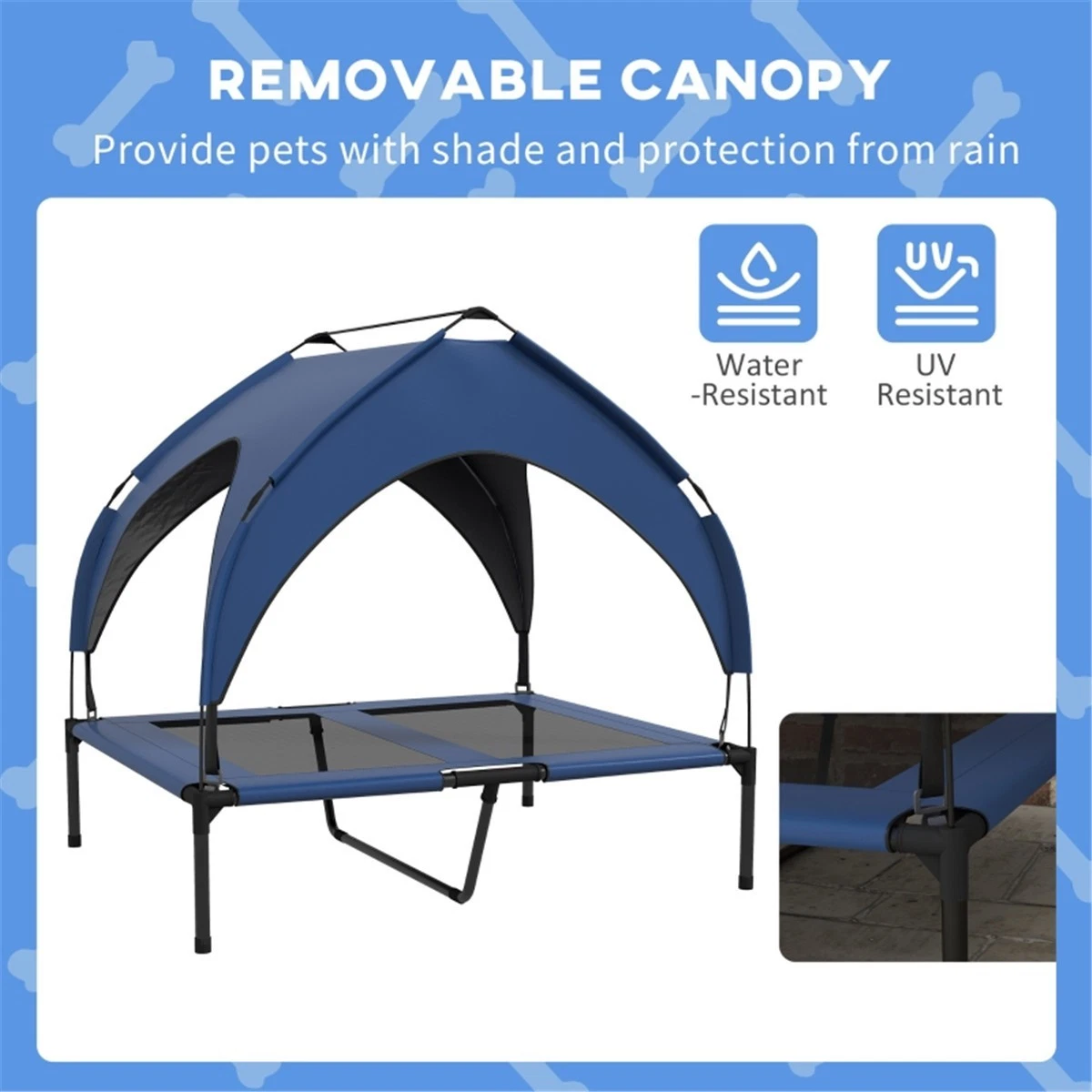 Portable Pet Bed with Sun Shade Canopy for Medium Large Dogs