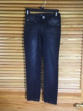 Justice Youth Girls Size 7 Black Denim Tapered Jeans CK1-113