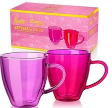 Dragon Glassware Barbie Espresso Cups - 6 oz Pink and Magenta Double Walled