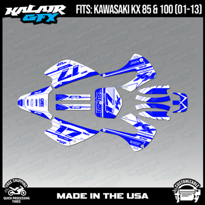 Kalair GFX Graphics Kit for  Kawasaki KX85 KX100 (2001-2013)  Axis - Blue Shift