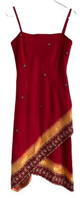 Scarlett Sun Dress with Vibrant Colors Size 7/8 Junior Made in India Red 90s Y2K