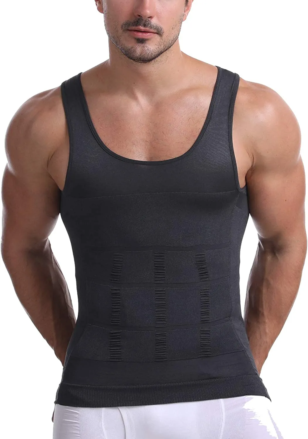 Mens Vest Slimming Body Shaper Belly Chest Compression Girdle TShirt