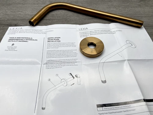 Signature Hardware 478493 12" Rain Shower Arm and Flange - Brushed Gold* - Picture 1 of 2