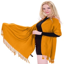 Princeton Orange Solid Color Shawl Pashmina Scarf Stole Wrap CJ Apparel **NEW**