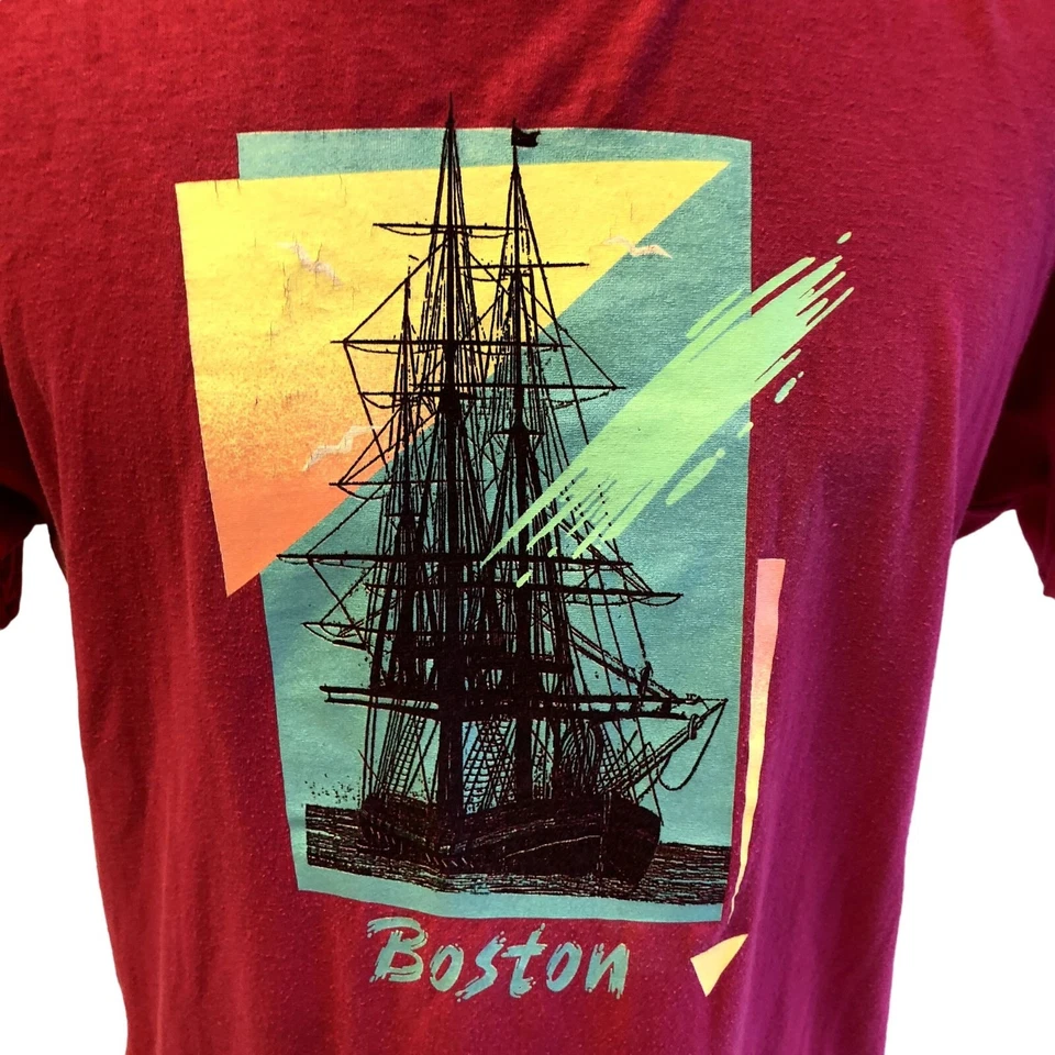 Camiseta De Colección Años 80 90 Delta Rosa USS Constitution Barco de Guerra 50/50 BOSTON EE. UU. L Foto 2 de 4