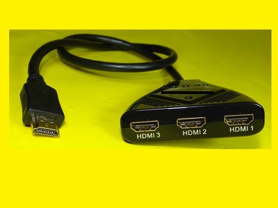 HDMI Verteiler/Adapter/Splitter/3D/Full HD/HDTV 1080p/3xHDMI-Eingänge/mit vergol
