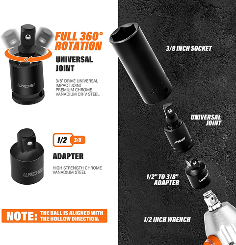 3/8" Drive Impact Socket Set SAE and Metric (5/16"- 3/4", 8-22Mm) 48Pcs, CR-V St - Picture 4 of 9