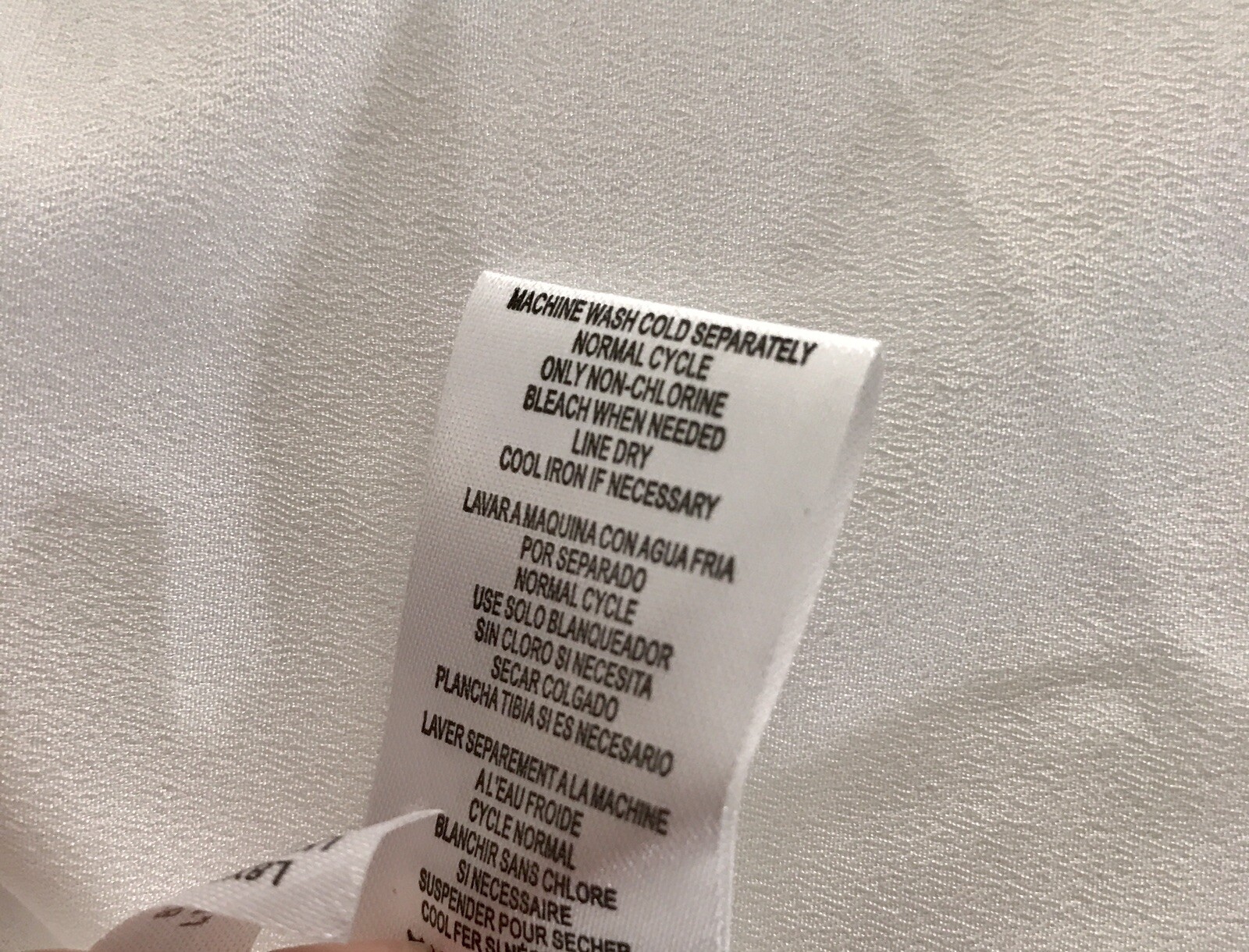 Karl Lagerfeld Women’s White Sheer Top, Pearl Accent Around Neck,Medium