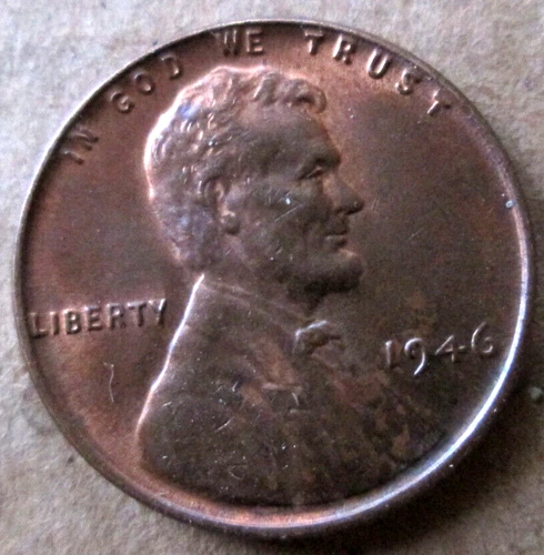 1946-P WHEAT CENT, MS++ ONDITION, RED/BROWN COLOR, CIRCULATED