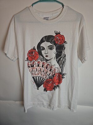 Gallows Tattoo Lady T Shirt Size Small White Gildan British Hardcore Punk Roses