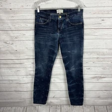 Current/Elliott Womens The Rolled Skinny Jeans Size 28 Dark Wash Write-On Print