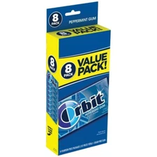 ORBIT Peppermint Sugarfree Chewing Gum Bulk, 8 Packs of 14-Pieces, Case of 6