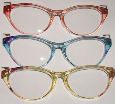 NEW Betsey Johnson 3 PAIR Reading Glasses PINK~BLUE~YELLOW Readers +1.50 DARLING