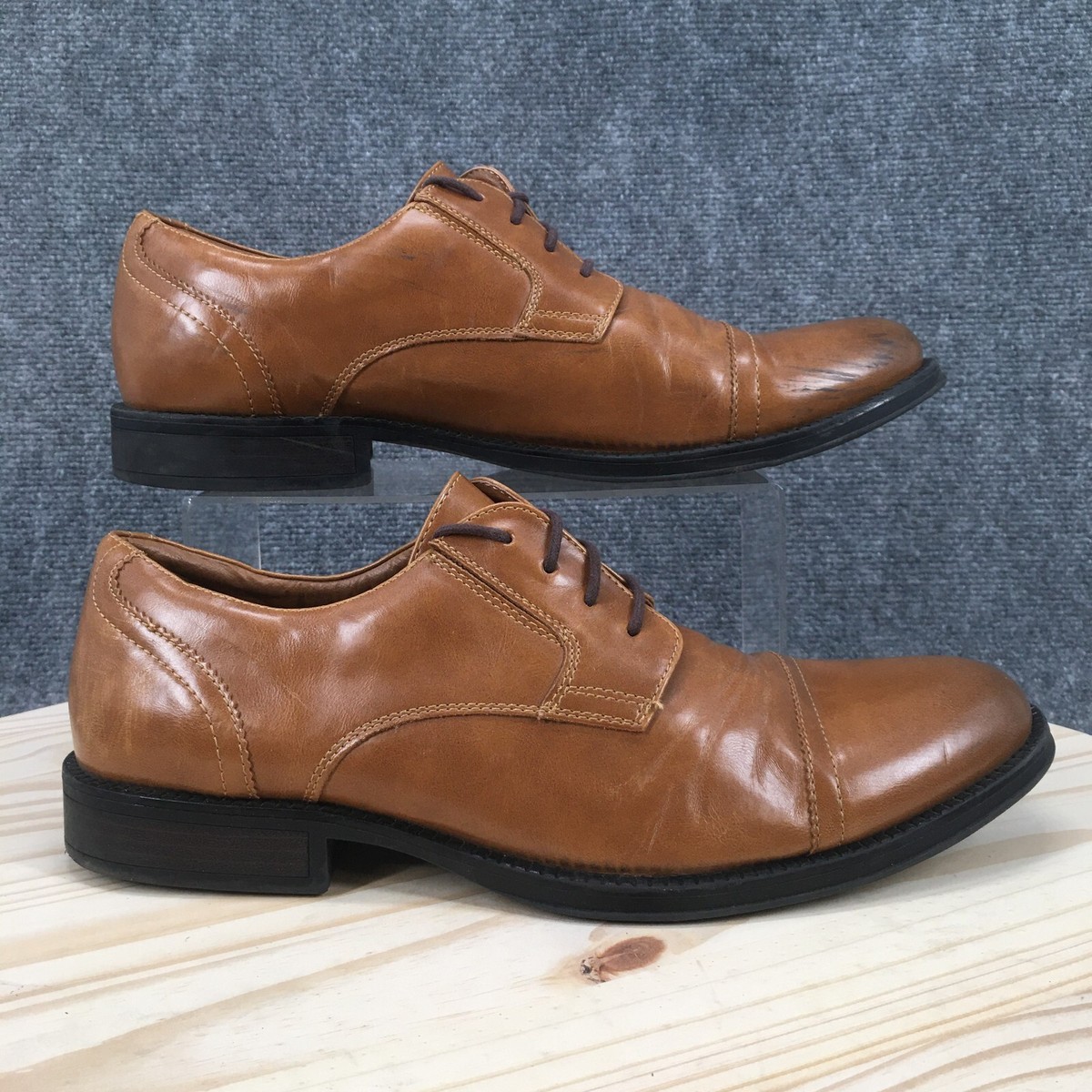 dockers dress shoes Mens 12 M Cap Toe Oxford 90-26267 Brown Faux Leather Lace Up grain leather Dockers Mens Emerson Penny Dress