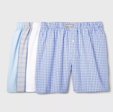 Men's Woven Boxer Shorts 4pk - Goodfellow  Co Blues XXL 44/46