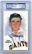 CARL HUBBELL PSA/DNA SLABBED AUTOGRAPHED PEREZ STEELE CARD NEW YORK GIANTS  