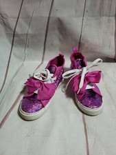 Jojo Siwa Girls Pink Sequin Round Toe Lace Up Comfort Sneakers Shoes Size 3 4602