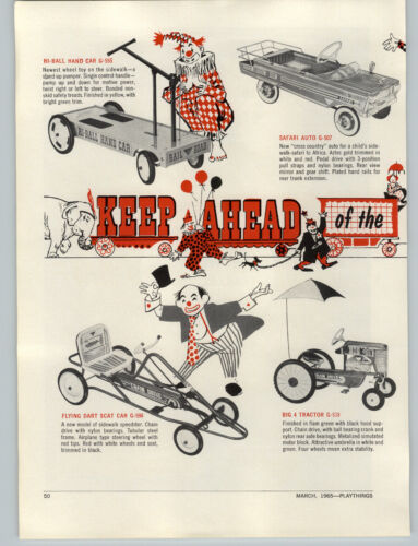 1965 PAPER AD 3 PG AMF Pedal Car Hand Dart Scat Big 4 Tractor Dragster King Size eBay pic