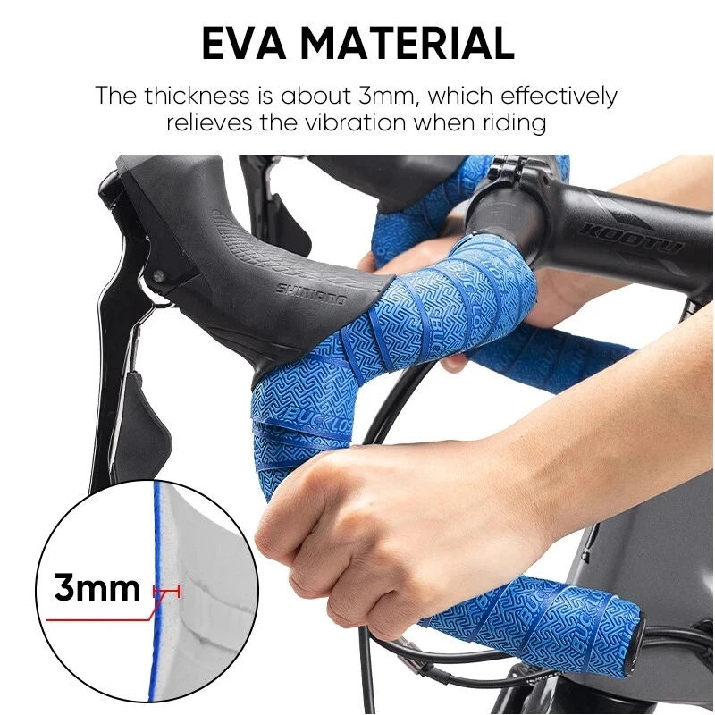 2Pcs Bicycle Handlebar Drop Bar Tape/Wrap Non-Slip PU+EVA Road Bike Tape Straps - Image 3 of 4