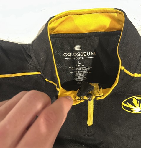Colosseum Mizzou Missouri Tigers Black 1/4 Zip Boys Pullover Youth Large - Picture 6 of 7