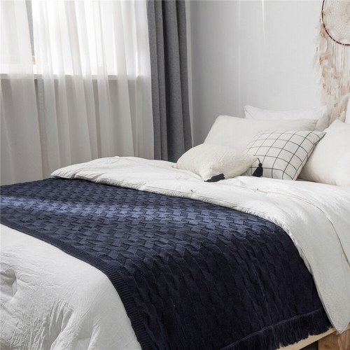 Soft Knitted Throw Thread Sofa Plain Blanket Bed Towel Office Tassel Blankets - Picture 35 of 71