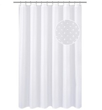 Hotel Fabric Shower Curtain or Liner, Cloth Textured White Shower Curtain wit...
