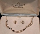 Van Dell 12k Gold Filled Cultured Pearl Necklace & Screw-on Earrings... Orig Box — photo 1