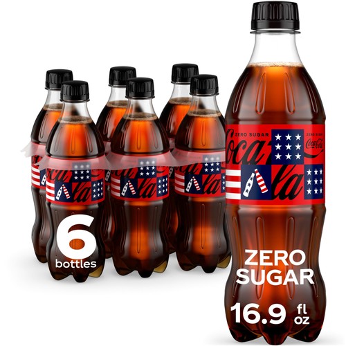 Coca-Cola Zero Sugar Soda Soft Drink Bottles, 16.9 fl oz (Pack of 6)