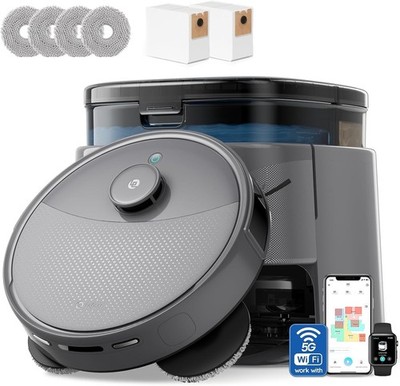 LiDAR Robot Vacuum Mop, 20kPa Suction, 90-Day Self Emptying, Docking Station App