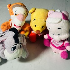 Walt Disney World Plush Baby Winnie The Pooh Bean Bag Lot Eeyore Piglet Tigger