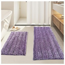 Bath Mats for Bathroom Purple, Bathroom Rugs Runner Long, Chenille Bath Mat S...