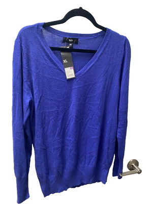 NWT Mossimo V-Neck Sweater XL Cobalt Royal Blue Lightweight Fine Knit Pullover