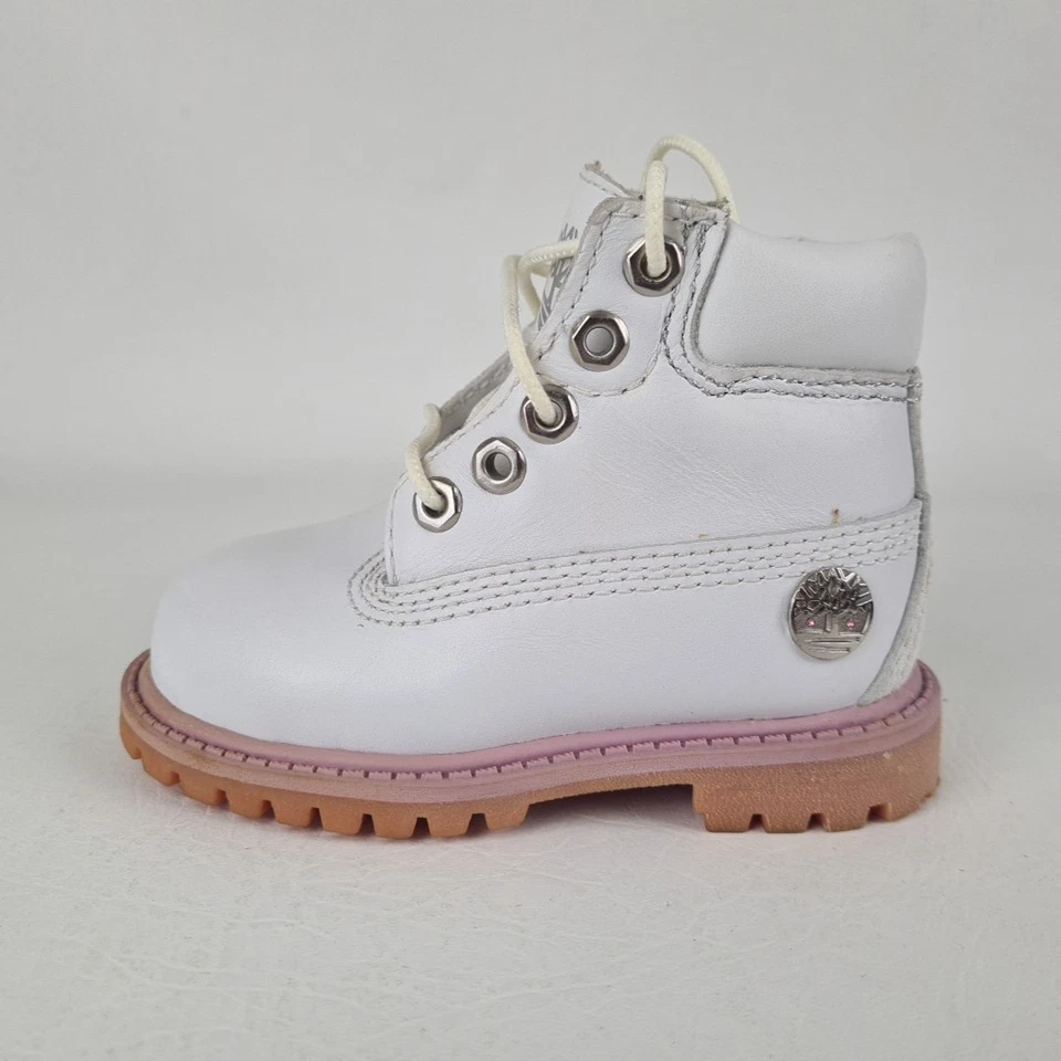 🚨 Timberland 6In Classic 20832 TODDLER Casual Boots Outdoors White Leather SZ 4 - Image 2 of 4