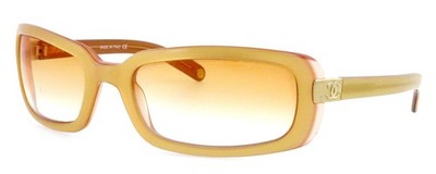 Vintage CHANEL CH 5026 c.605 59mm Gold Orange Wrap Sunglasses Italy Excellent