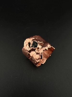 Authentique bague en cuivre électroformé moldavite | cadeau de bijoux en tect... - Photo 1/4