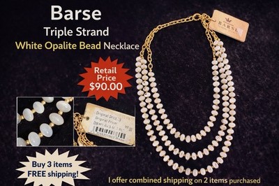 Barse Genuine Opal Multi-Strand Necklace Gold Tone   New With Tags