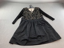 Eliza J Dress Womens 14W Black Lace Fit & Flare Long Sleeve Cocktail Party
