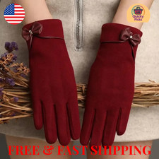 Women Bowtie Winter Warm Wool Touchscreen Gloves Windproof Fleece Lined Gift USA