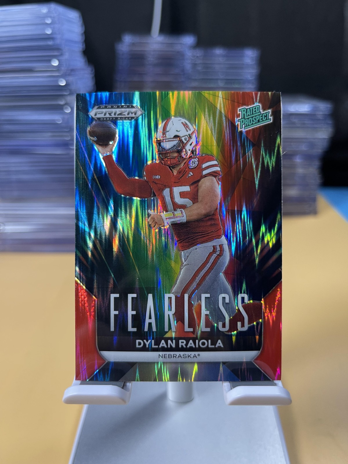 2024 Panini Prizm Draft Picks #F-DR Dylan Raiola Fearless Red Flash #/49 Oregon