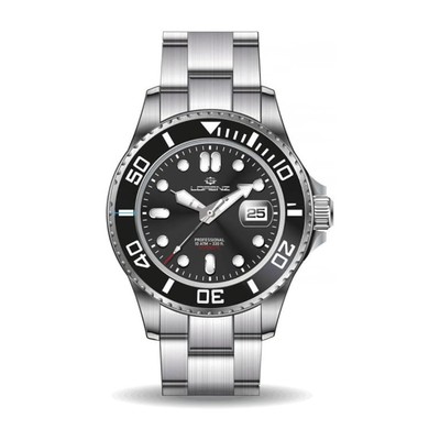 LORENZ Mens Automatic Wristwatch 26168AA Stainless Steel Black Sub 100mt