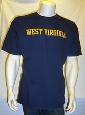 NCAA University of West Virginia MOUNTAINEERS T Shirt Adult Sz Navy Blue Cotton